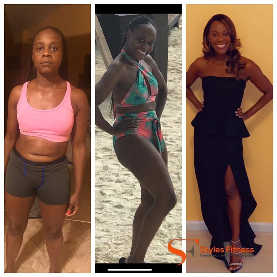 Dr. Michaels shown in three stages of her transformation at Styles Fitness