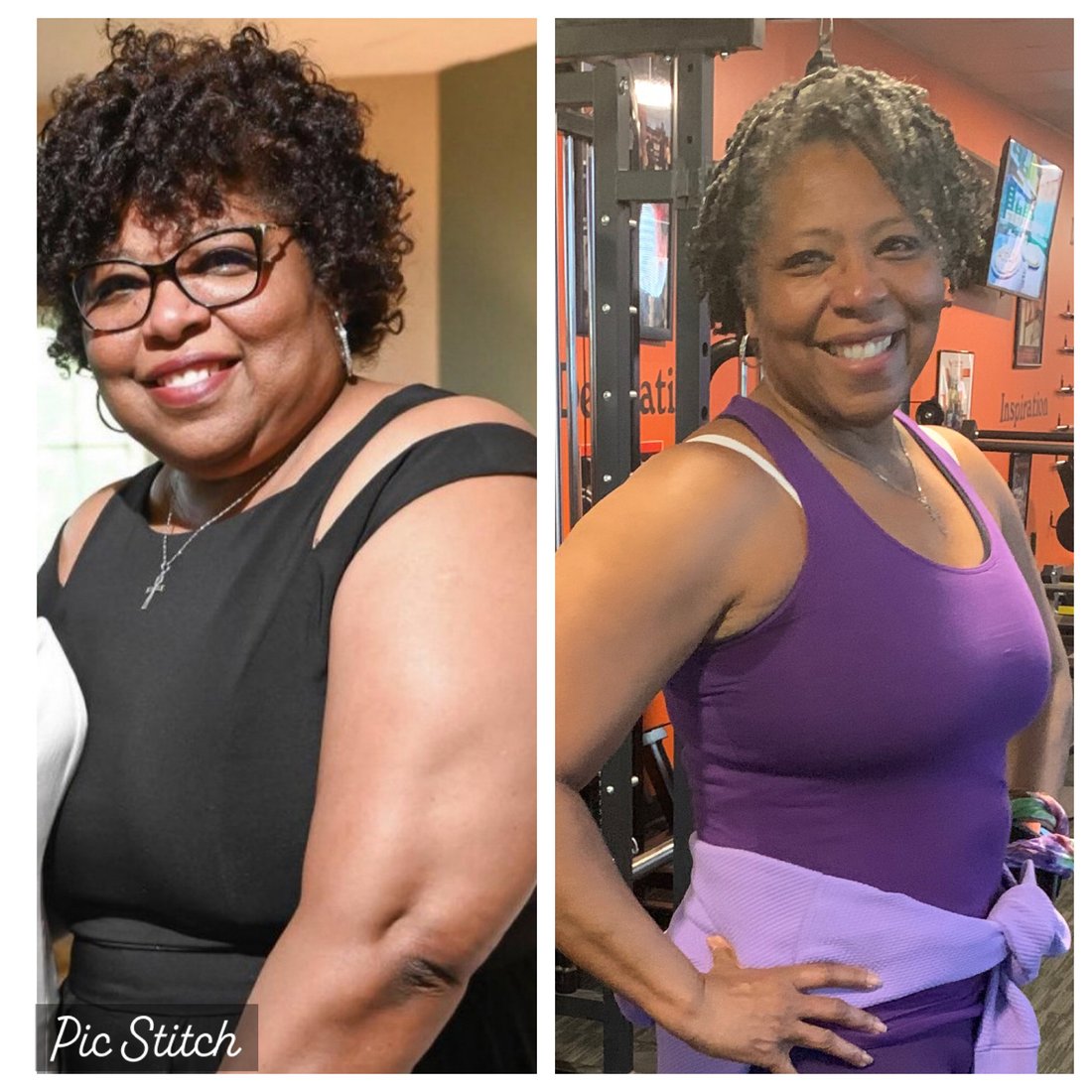 Elaine before and after her transformation at Styles Fitness
